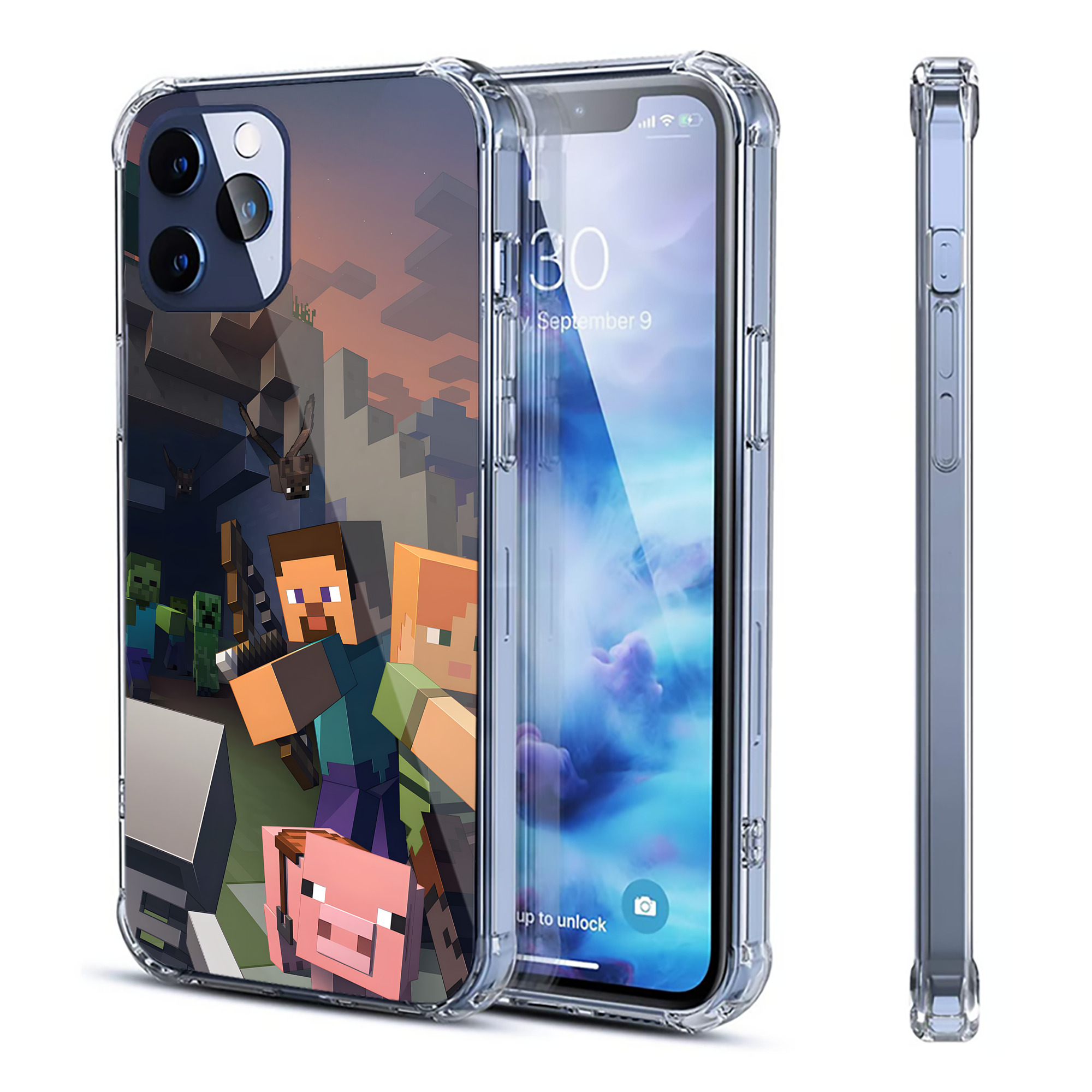 （画像用） マインクラフト ブロックの世界 Minecraft MC Block world 【iPhone 12シリーズ対応】透明スマホケース（クリアソフトケース）